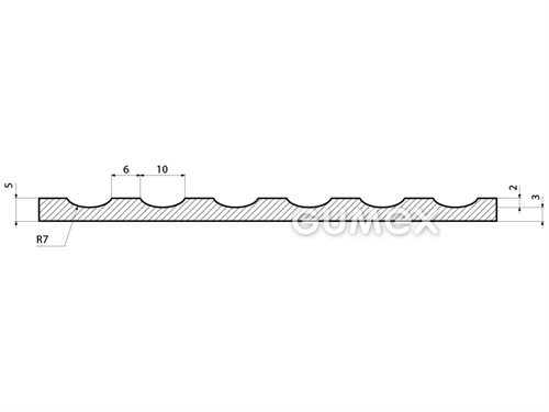 Dielektrische Matte S1, 5mm, Breite 1300mm, 80°ShA, Kategorie 3, 26,5kV, SBR, -25°C/+50°C, schwarz, 